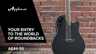 Features ENG Applause EAcoustic Guitar AE445S Mid Cutaway Black Satin [upl. by Carrew]