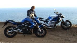 2009 Naked Middleweight Comparison Kawasaki ER6n vs Suzuki Gladius [upl. by Sailesh]