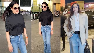 Sonam Kapoor Yuvika Chaudhary Spotted at airport  Bollywood Mastiz [upl. by Stanley]