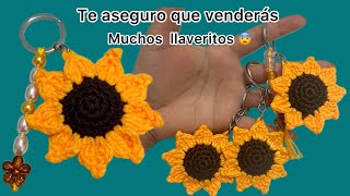 Cómo hacer llaveros de girasol a crochet  facil y rapido  Para regalar o vender💰 [upl. by Barling899]