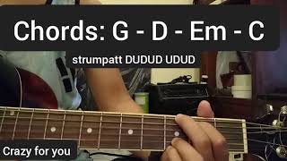 Crazy For you by Spongecola Easy Chords Tutorial [upl. by Cone]