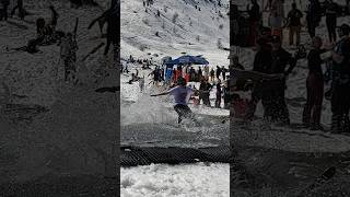 Girls Pond Skim  Water Slide Challenge Grimentz 44 skiing ski switzerland suisse schweiz [upl. by Mcintyre253]