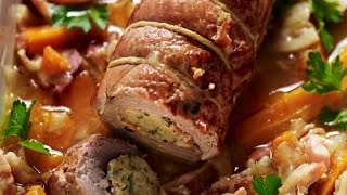 Recette  Roti de veau farci au parmesan ail et persil [upl. by Barthel911]