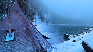 Hot Tent Camping In A Snowstorm [upl. by Iverson]