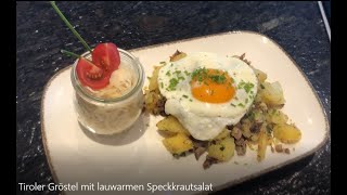 Tiroler Gröstl mit lauwarmen Speckkrautsalat  der Klassiker in den Alpen [upl. by Acinnod]