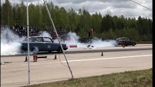 2 x Volvo 240 med 1000hk M104 Turbo på EDPS Emmaboda 2022 [upl. by Airotciv]