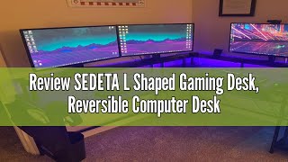 Review SEDETA L Shaped Gaming Desk Reversible Computer Desk Gaming Desk with Power Outlets amp LED [upl. by Aelanej]