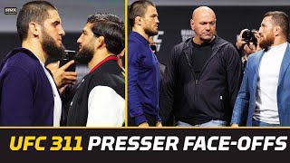 UFC 311 Press Conference Staredowns Makhachev vs Tsarukyan 2 [upl. by Aicnetroh]