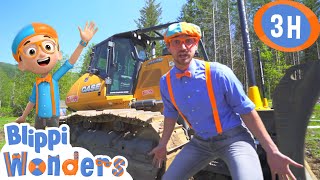 Blippis BULLDOZER  3 HOURS of Blippi  Educational Videos for Kids [upl. by Billat]