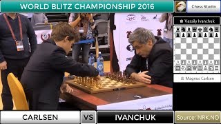 CARLSEN VS IVANCHUK  WORLD BLITZ CHAMPIONSHIP 2016 [upl. by Atinuahs576]