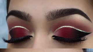 tutorial  Red cut crease  glitter [upl. by Charlotte983]