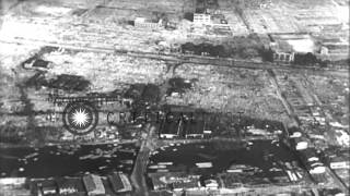 Ruins and rubble in Nagasaki Osaka and Kure due to atomic bomb and conventional HD Stock Footage [upl. by Orvil85]