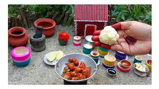 Gobi Manchurian ॥ Crispy Manchurian ॥ Miniatur Cauliflower Recipe ॥ Mini kitchen village Blog [upl. by Aynek]