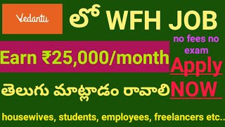 Work From Home jobs in Telugu  part time jobs 2023  freejobalert WFH jobs 2023  vedantu rec [upl. by Nael131]