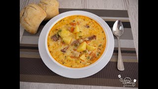 Ciorba de cartofi cu afumatura si smantana  Kartoffelsuppe mit sauer sahne  Bucataria Dorinei 63 [upl. by Jacqueline]