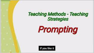 Prompting  teaching strategies  type  ded  BEd  MEd [upl. by Sivad117]