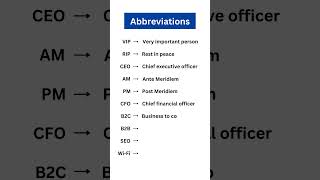 Some useful Abbreviations english vocabulary [upl. by Naida]