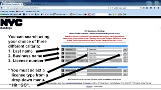 NYC DOB License Trade Search Tool [upl. by Ecenaj]