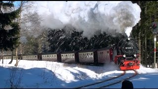 Winterfahrt mit der Brockenbahn  Steam Train  Harzer Schmalspurbahn [upl. by Goraud]