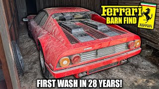 Abandoned Supercar Ferrari 512bb  First Wash in 28 Years  Car Detailing Restoration [upl. by Ransell]