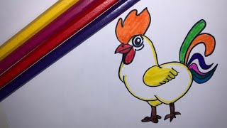 How to draw Rooster 🐓  Rooster drawing easy  Easy Animals drawing  rooster roosters [upl. by Yajnas920]