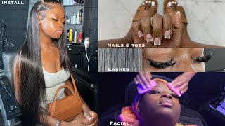 come w me to my appointments wig install nails lash extensions amp monthly facial [upl. by Calia883]