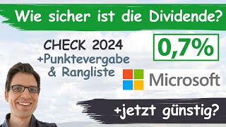 Microsoft Aktienanalyse 2024 Wie sicher ist die Dividende günstig bewertet [upl. by Inittirb839]