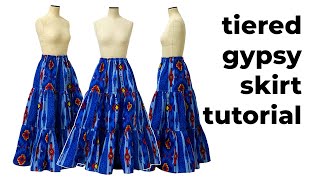 TIERED GYPSY PEASANT SKIRT TUTORIAL  PATTERN MAKING AND SEWING TUTORIAL  LA MODÉLISTE [upl. by Flore]