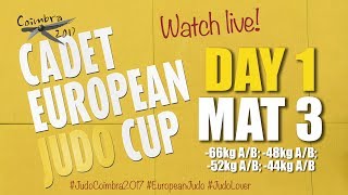 Cadet European Judo Cup  Coimbra 2017  Day 1  Mat 3 [upl. by Eirojram]