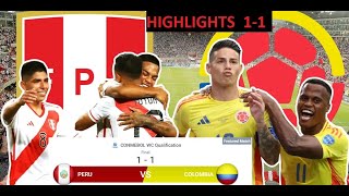 Goals and Highlights Peru 11 Colombia in World Cup Qualifiers 2026 CONCAF 2024  ESPES21 GAMEPLAY [upl. by Yecal]