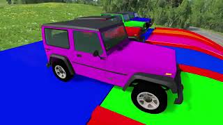 Double Flatbed Trailer Truck vs Speedbumps Train vs Cars BeamngDrive3 [upl. by Jake567]