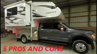 Host Triple Slide Out Truck Camper and F550 Flat Bed  5 Pros and Cons of Our Truck and Camper [upl. by Ekalb]