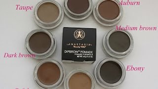 Anastasia Dipbrow 8 colours Swatches Dipbrow pomade ABH [upl. by Aihtak903]