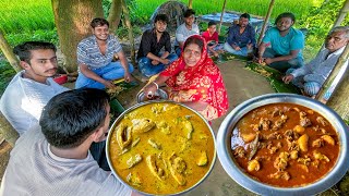 50k special Mutton amp HILSA FISH Cooking and Eating  mutton curry with Ilish fish cooking [upl. by Constancy]