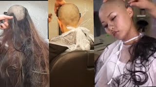 Beautiful girl amazing headshave 2022 Girl headshave with razor Long hair to headshave [upl. by Dnomsad]