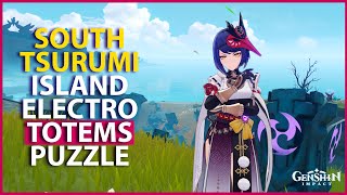 South Tsurumi island Electro Totems Puzzle Genshin Impact [upl. by Sinne]