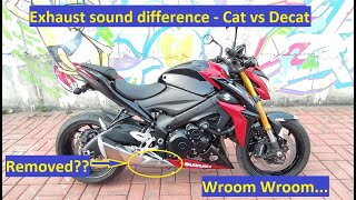 Suzuki GSX S1000 exhaust sound difference  Stock vs Decat  Catalytic Converter Removed [upl. by Ardua]