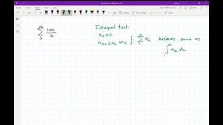 Determine whether the series converges ∑k3∞ lnkk [upl. by Milla]