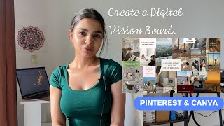 How to make digital vision board  step by step  Pinterest and Canva [upl. by Airetal]