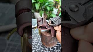 How to install copper rivetsshorts bagmaking leather bag brass shortsvideo copper rivet [upl. by Eanad]