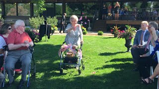 92YearOld Grandma Wows Guests as Flower Girl in Wedding With Decorated Walker [upl. by Lajes]