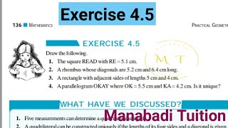 8th class maths Exercise 45Practical geometry class 8 Exercise 45with notes [upl. by Isiad958]