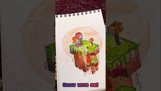 Minecraft Drawing Tiny Cube in Watercolour [upl. by Monda99]