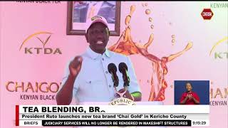 President Ruto launches new tea brand ‘Chai Gold’ in Kericho County [upl. by Alvita]