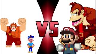 ralph el demoledor y felix jr vs donkey kong y jumpman mario peleadores a batalla [upl. by Helenka]