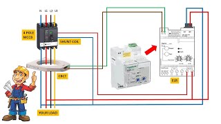 Earth leakage relay wiring diagram  How to Wire ELR amp CBCT with MCCB [upl. by Yma]