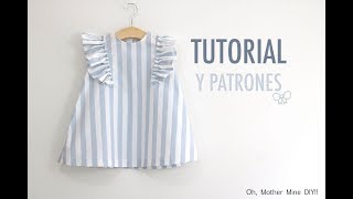 Costura Vestido con volantes para niñas patrones gratis talla hasta 8 años [upl. by Mishaan503]