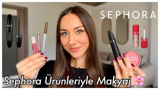 SEPHORA ÜRÜNLERİYLE MAKYAJ 💖  SEPHORA İNDİRİMİNDEN NELER ALINABİLİR 🛍 [upl. by Nonahs]