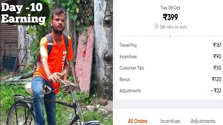 Swiggy Cycle Delivery Boy Salary  Day 10 Earning [upl. by Dekeles]