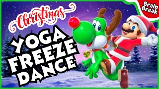 Mario Christmas Yoga Freeze Dance ❄️ Winter Brain Break ❄️ Just Dance 🎄Holiday Yoga for Kids 🎄 [upl. by Esmeralda]